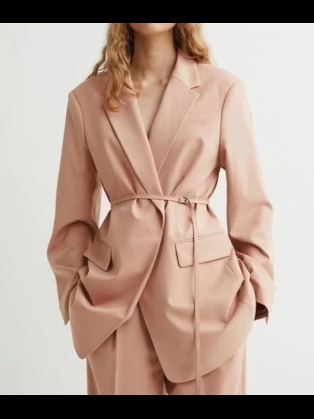 H&M Tailored Belted Blazer Jacket - Blush Pink - Picture 2 of 4